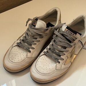 Golden Goose Ball Star Cream/White/Gold Womens Sneakers US7